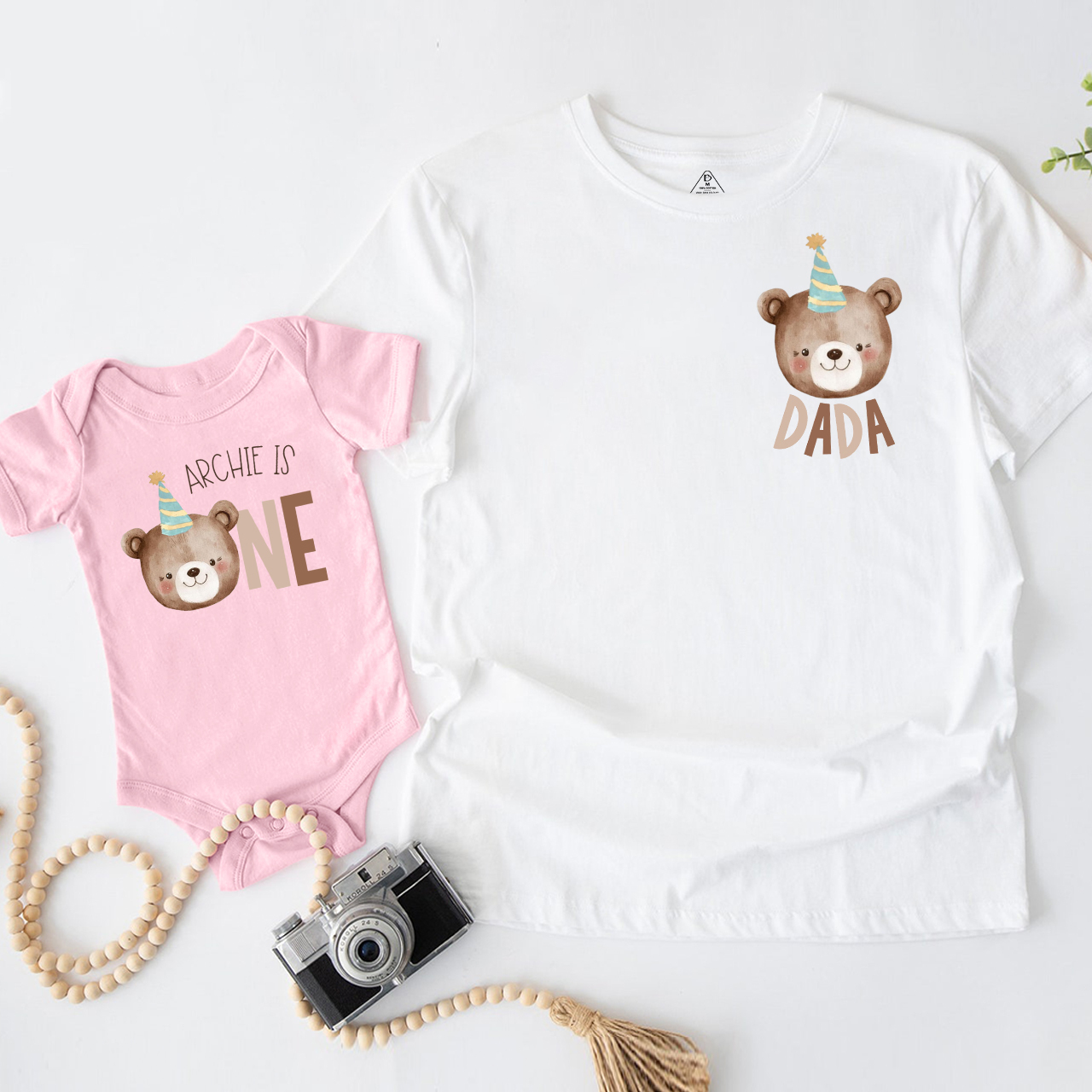 Personalized Bear 1st Birthday Dad&Me Matching Shirts