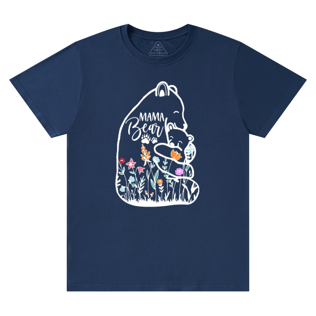 Cute Mama Bear And Baby With Wildflowers Tees