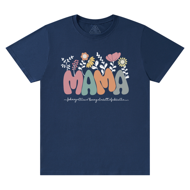 Personalized Floral Mom Shirt With Kids Names