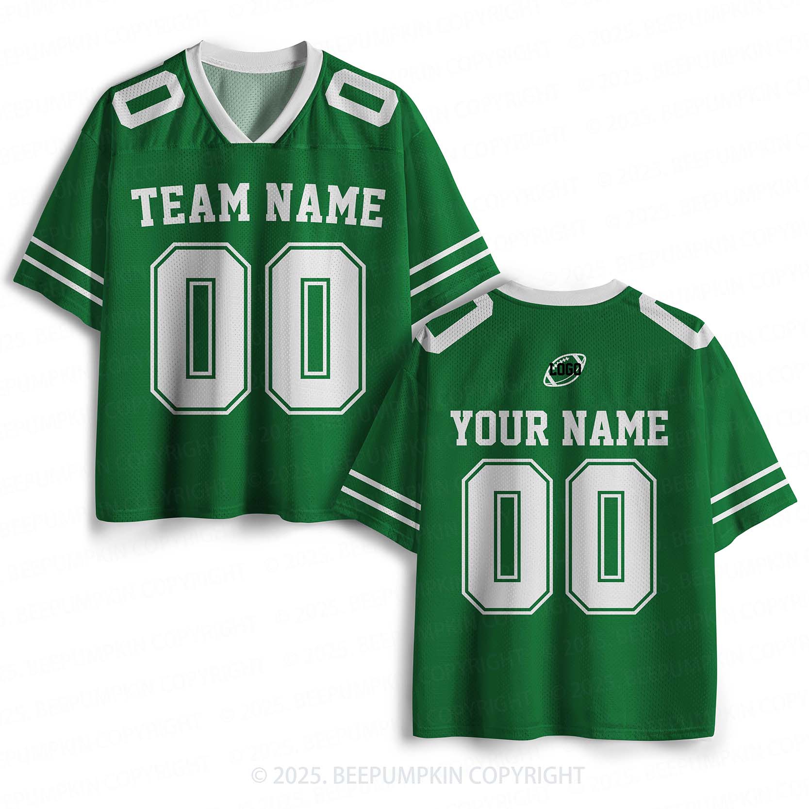 Personalized Team Name & Number Green Adult Sport Jersey Beepumpkin