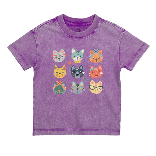 Cute Cat Lover Toddler&Kids Washed Tees