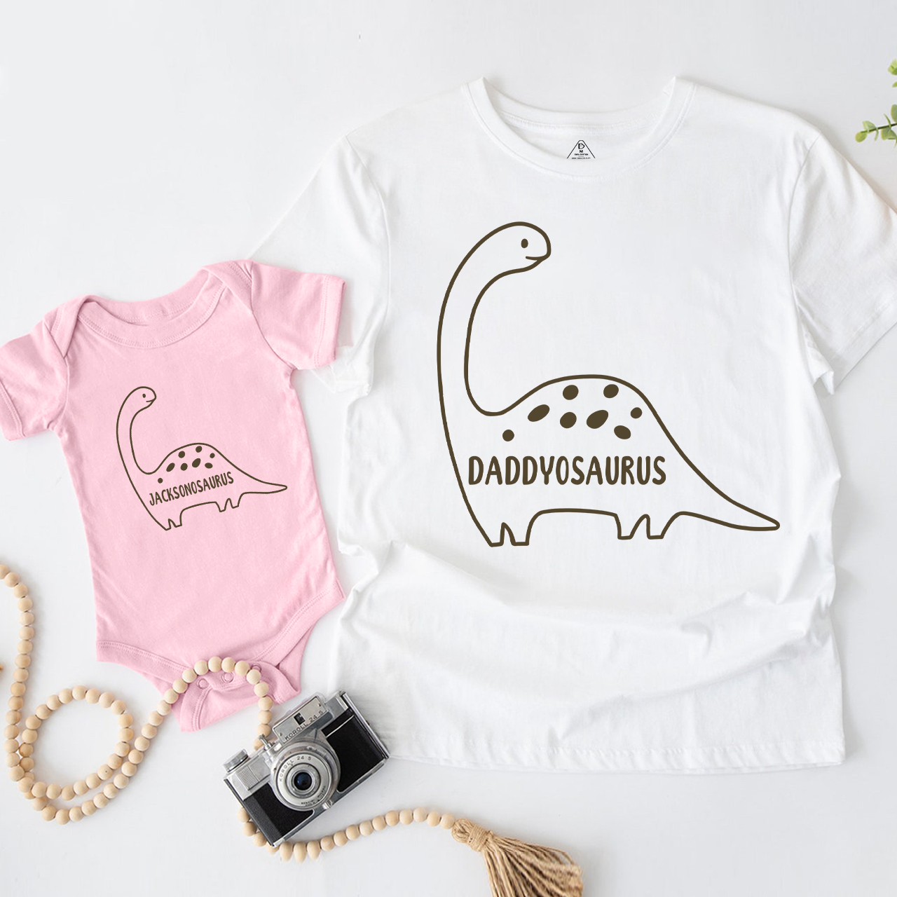 Personalized Dinosaur Father's Day  Dad&Me Matching Shirts