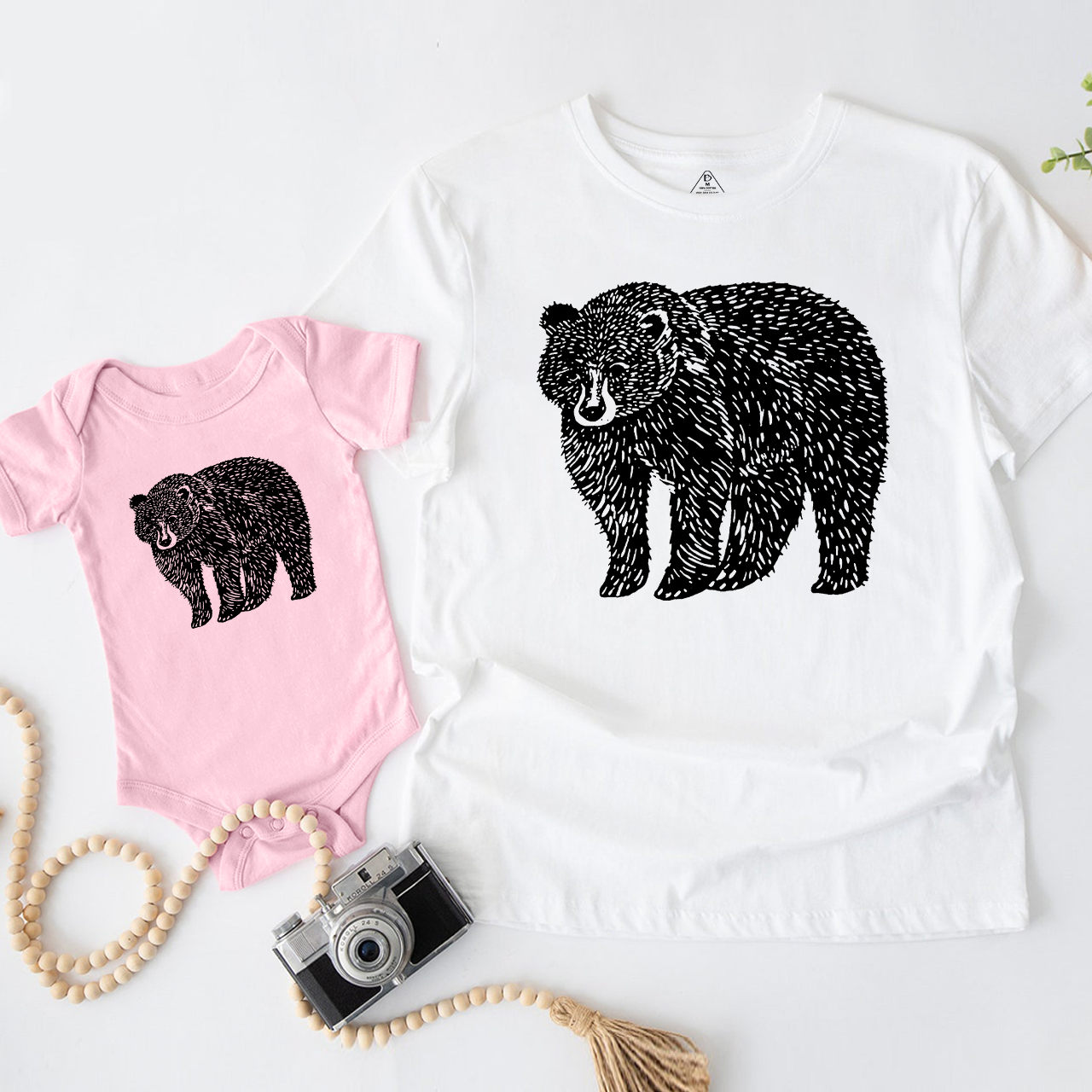 Organic Animal Bear Dad&Me Matching Shirts