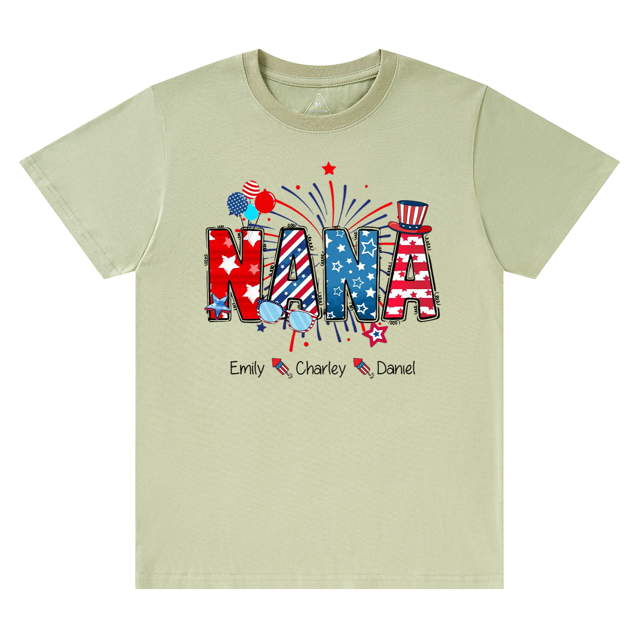 Personalized Patriotic Nana 4th Of July Grandma And Grandkid Name T-Shirts