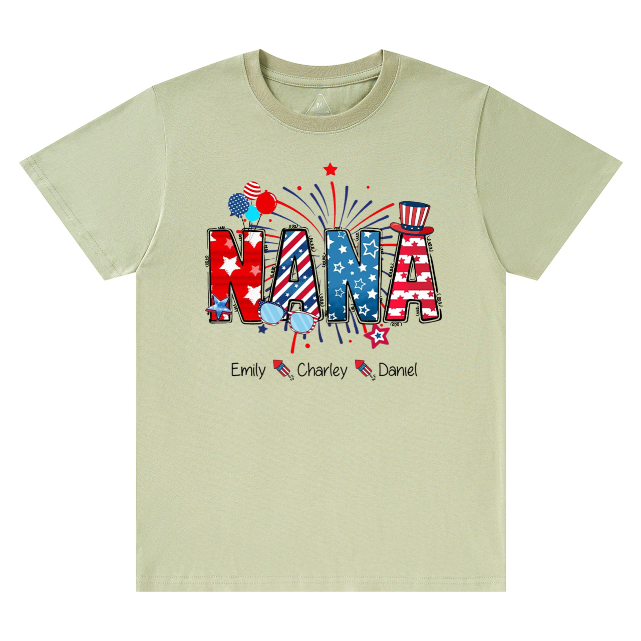 Personalized Patriotic Nana 4th Of July Grandma And Grandkid Name T-Shirts