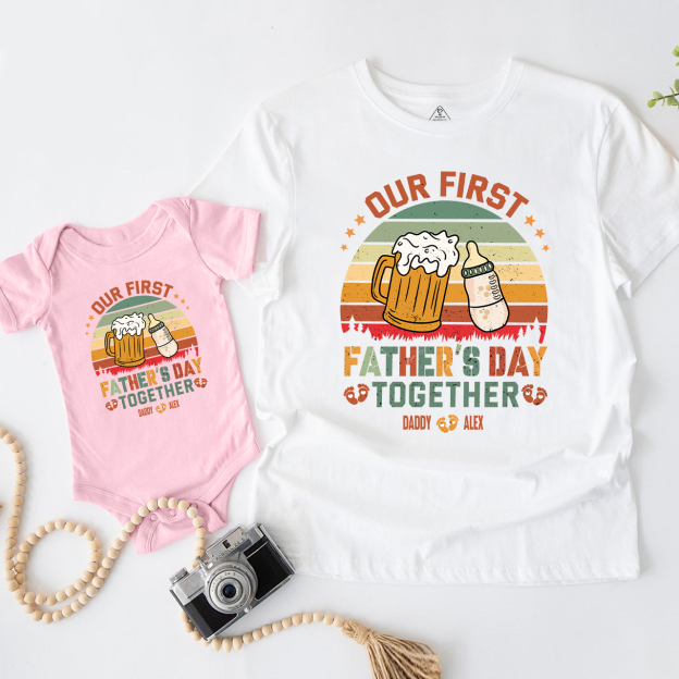 Personalized Our First Fathers Day Together Dad&Me Matching Shirts