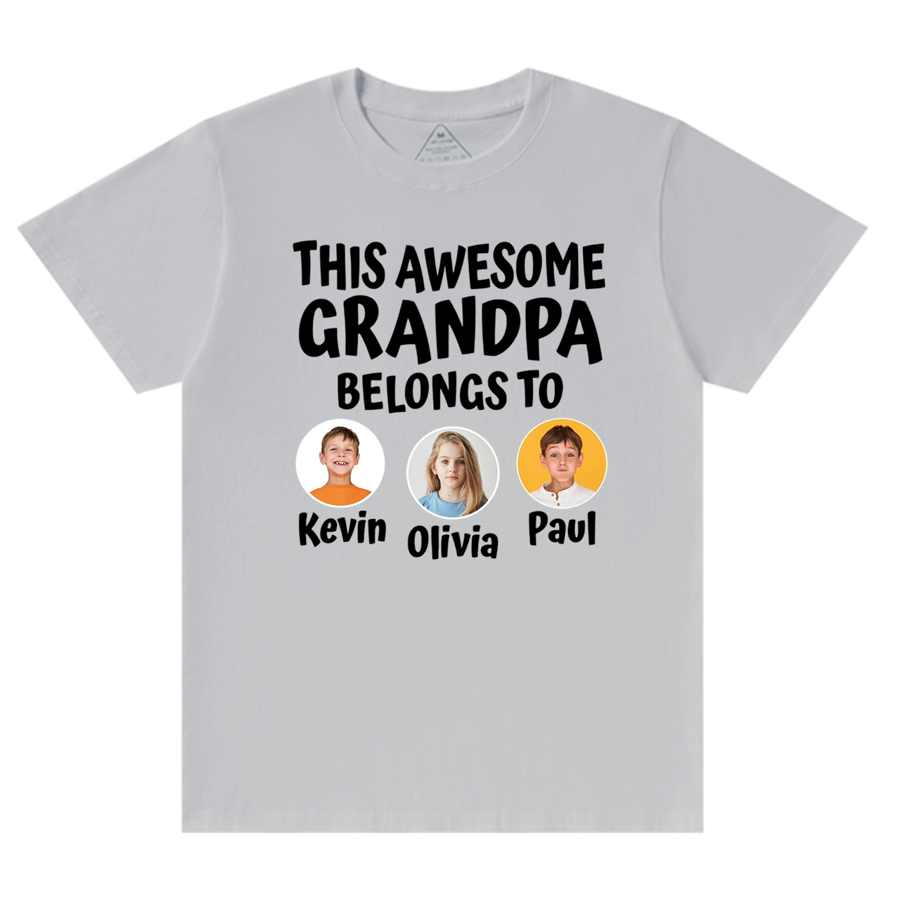 Personalized Grandpa With Grandkids Name And Photo T-shirt