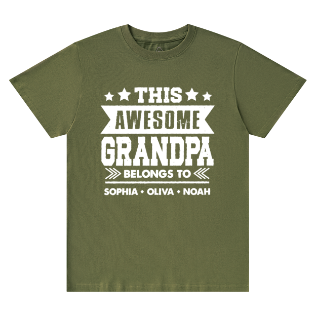 Personalized Grandpa With Kids Names T-shirt