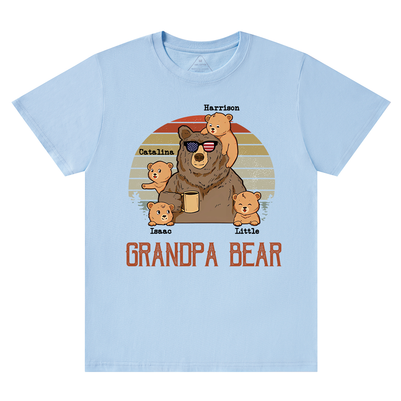 Personalized  Papa Bear And Kids Names T-Shirt 