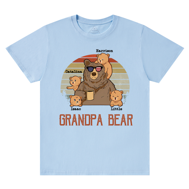 Personalized  Papa Bear And Kids Names T-Shirt 