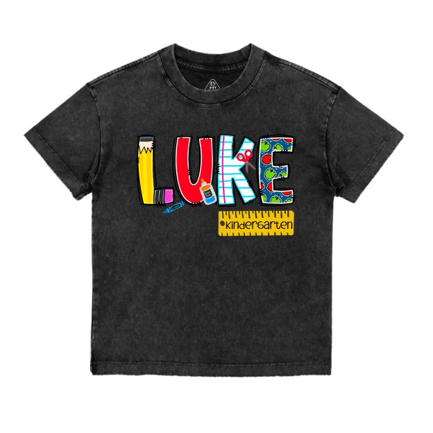 Personalized Alphabet Toddler&Kids Washed Tees