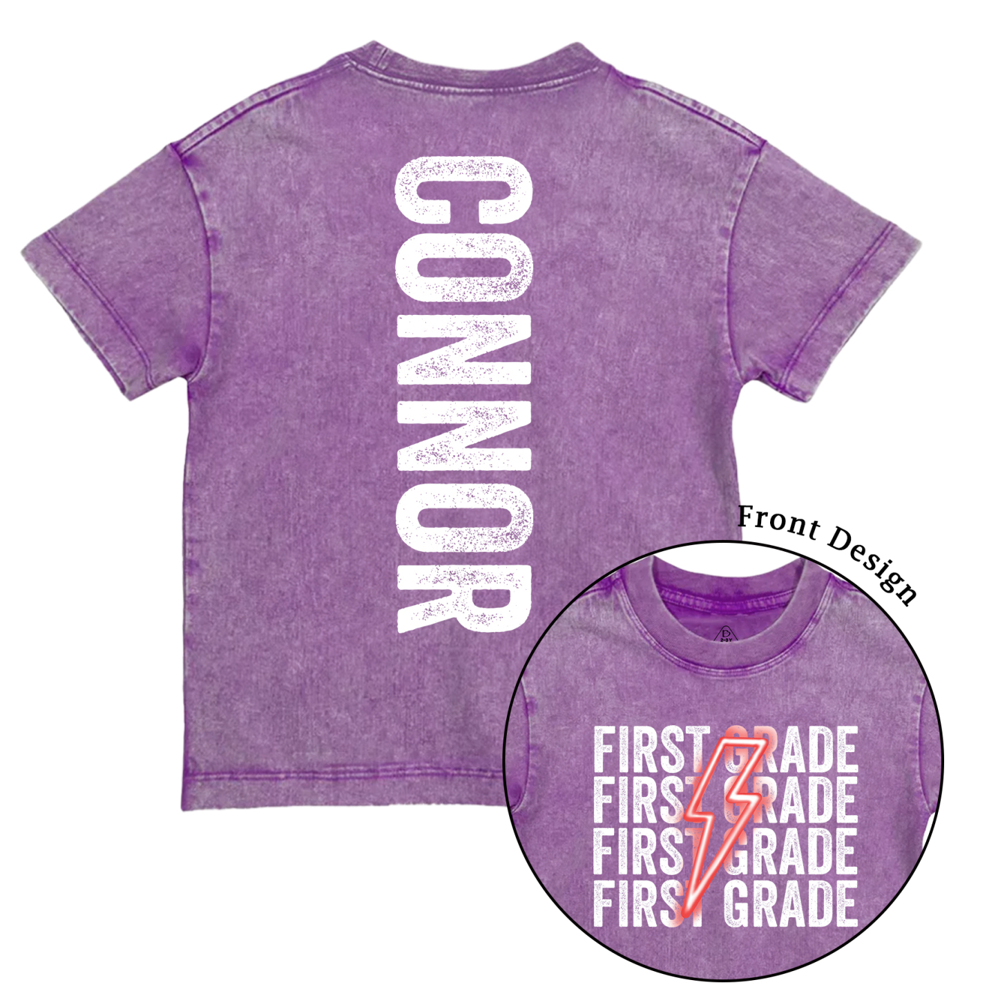 Personalized Lightning Kid Name Toddler&Kids Washed Tees