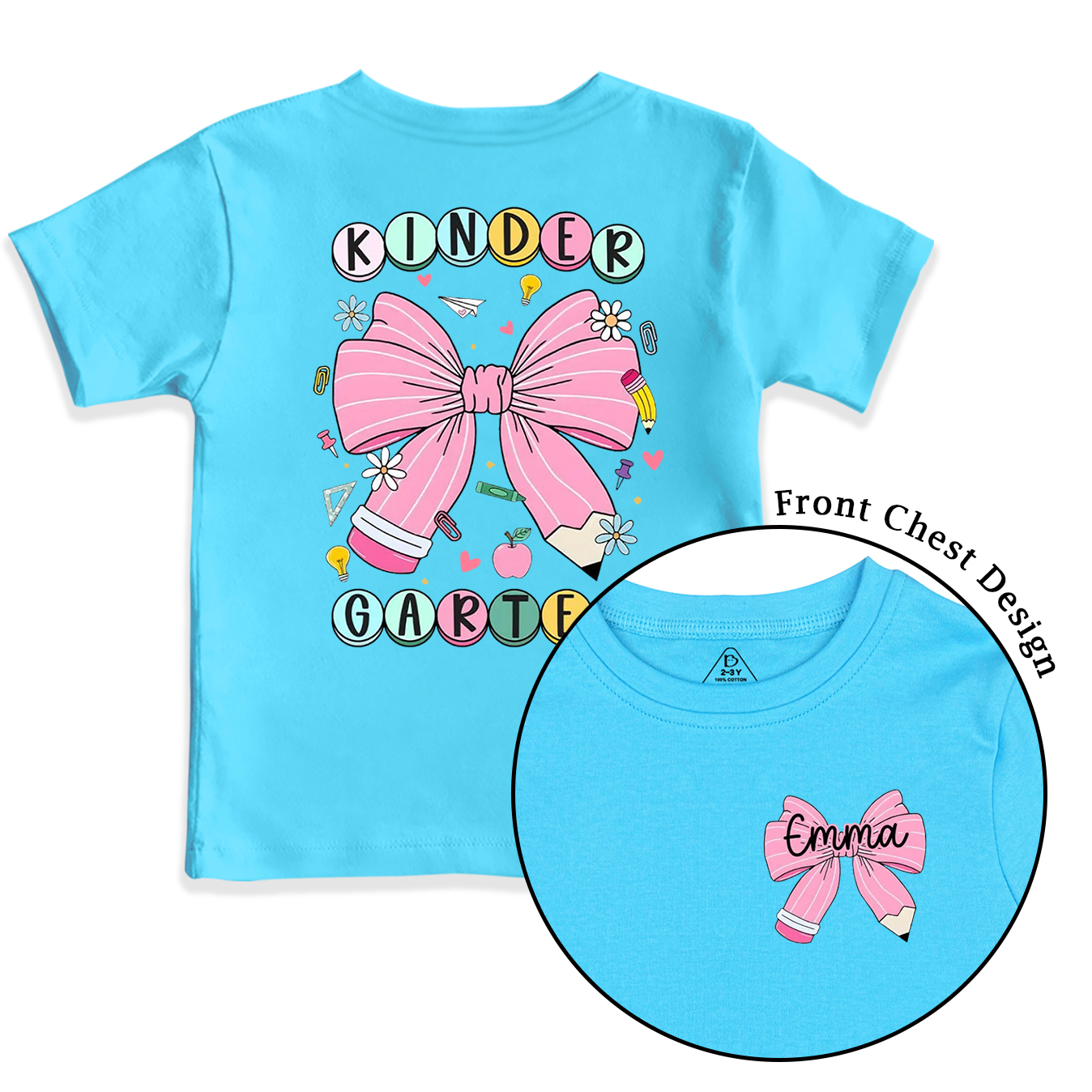 Personalized Back To School Bow Fireworks Toddler&Kid's Tees Beepumpkin 