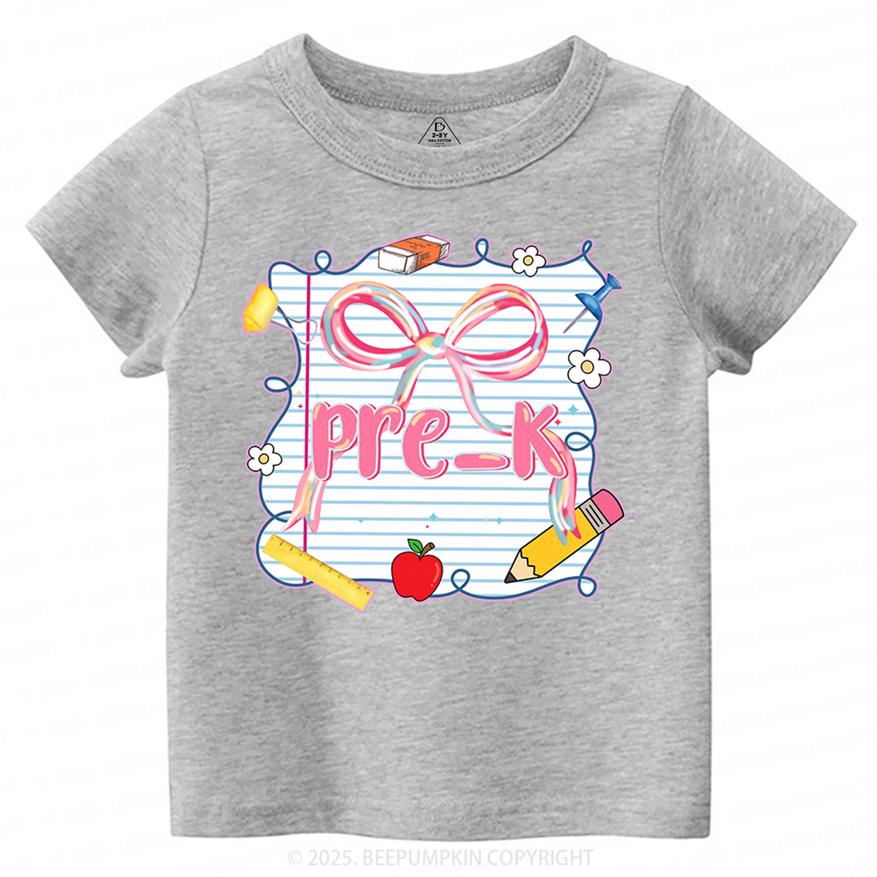 Personalized Preppy Pink Bow Toddler&Kid's Tees Beepumpkin 