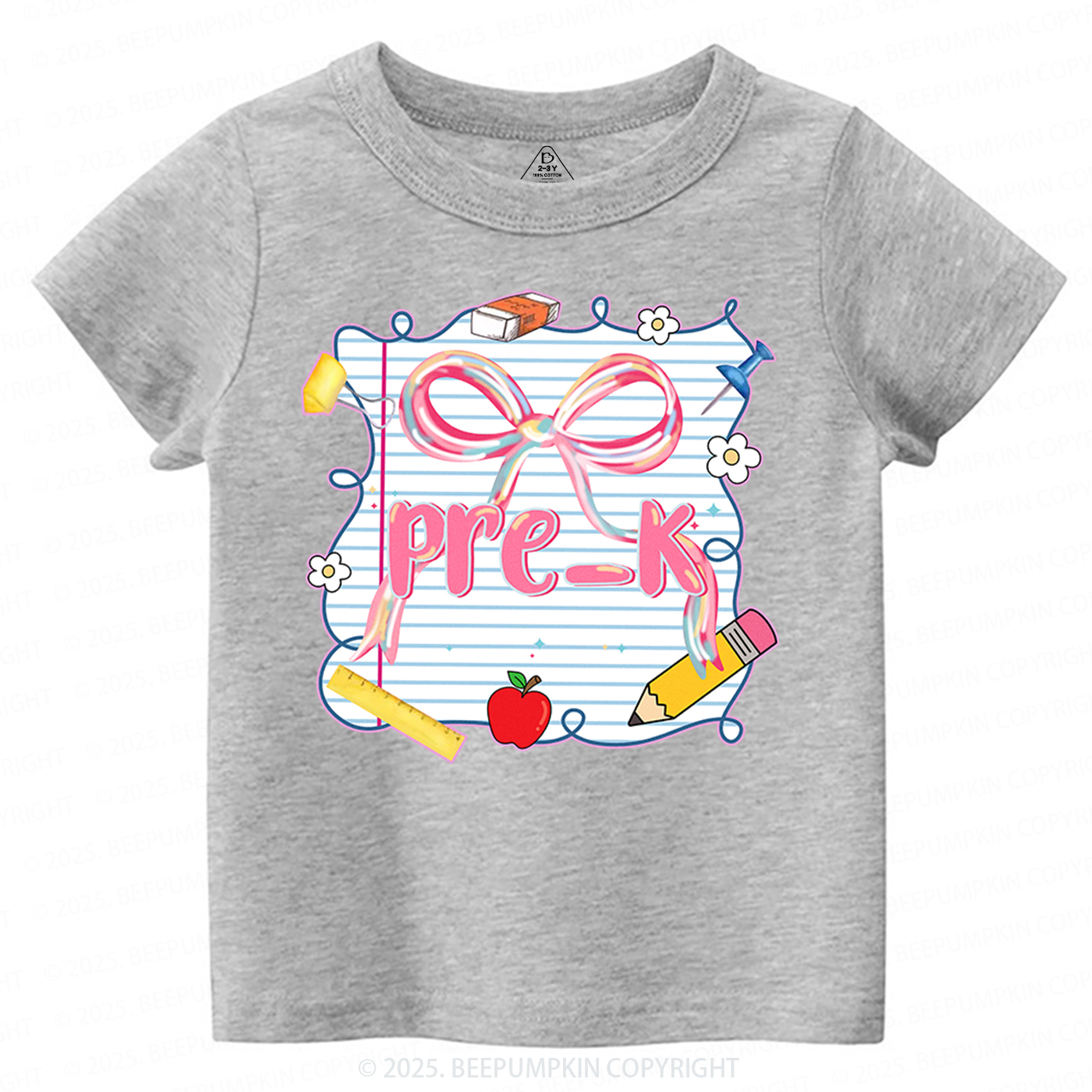 Personalized Preppy Pink Bow Toddler&Kid's Tees Beepumpkin 