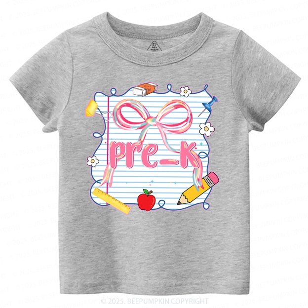 Personalized Preppy Pink Bow Toddler&Kid's Tees Beepumpkin 
