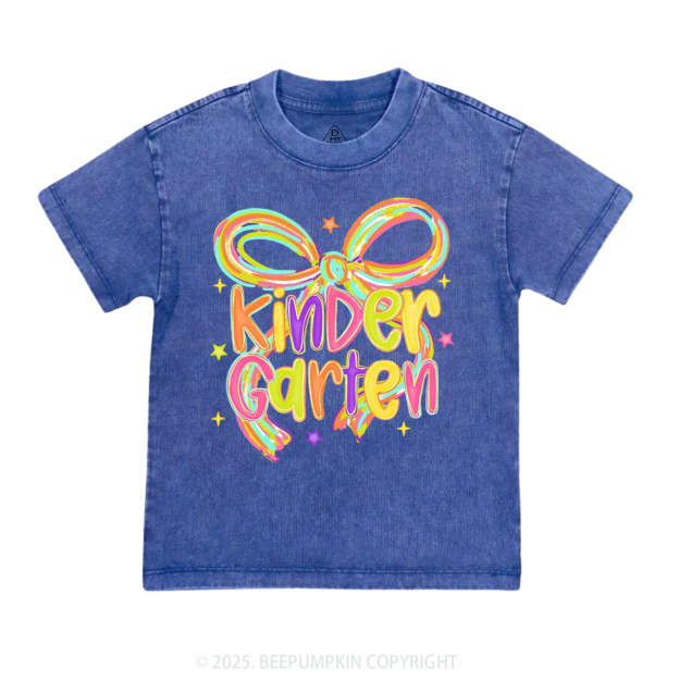 Personalized Girly Bow Sublimation Toddler&Kids Washed Tees