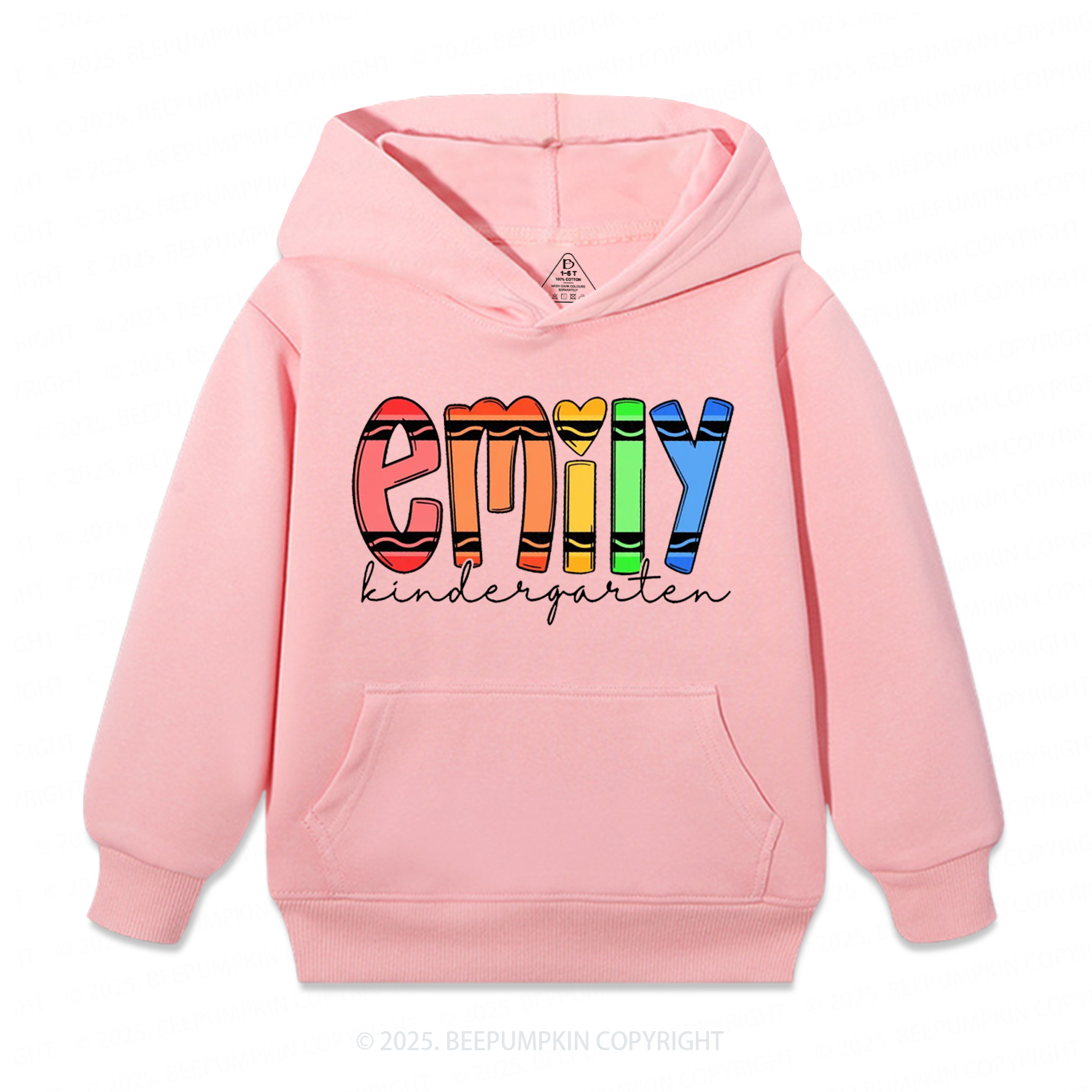 Personalized Colored Crayon Name Kid's Hoodies Beepumpkin
