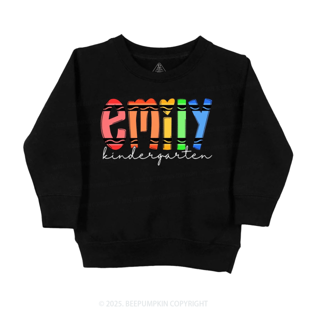 Personalized Colored Crayon Name Kid's Sweatshirt
