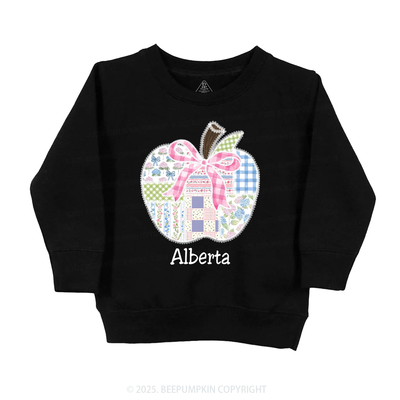 Personalized Lace Apple Name Kid's Sweatshirt