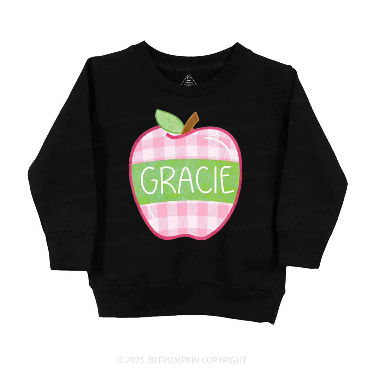 Personalized Plaid Apple Series Kid's Sweatshirt