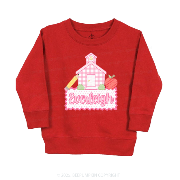 Personalized Pink Schoolhouse Kid's Sweatshirt
