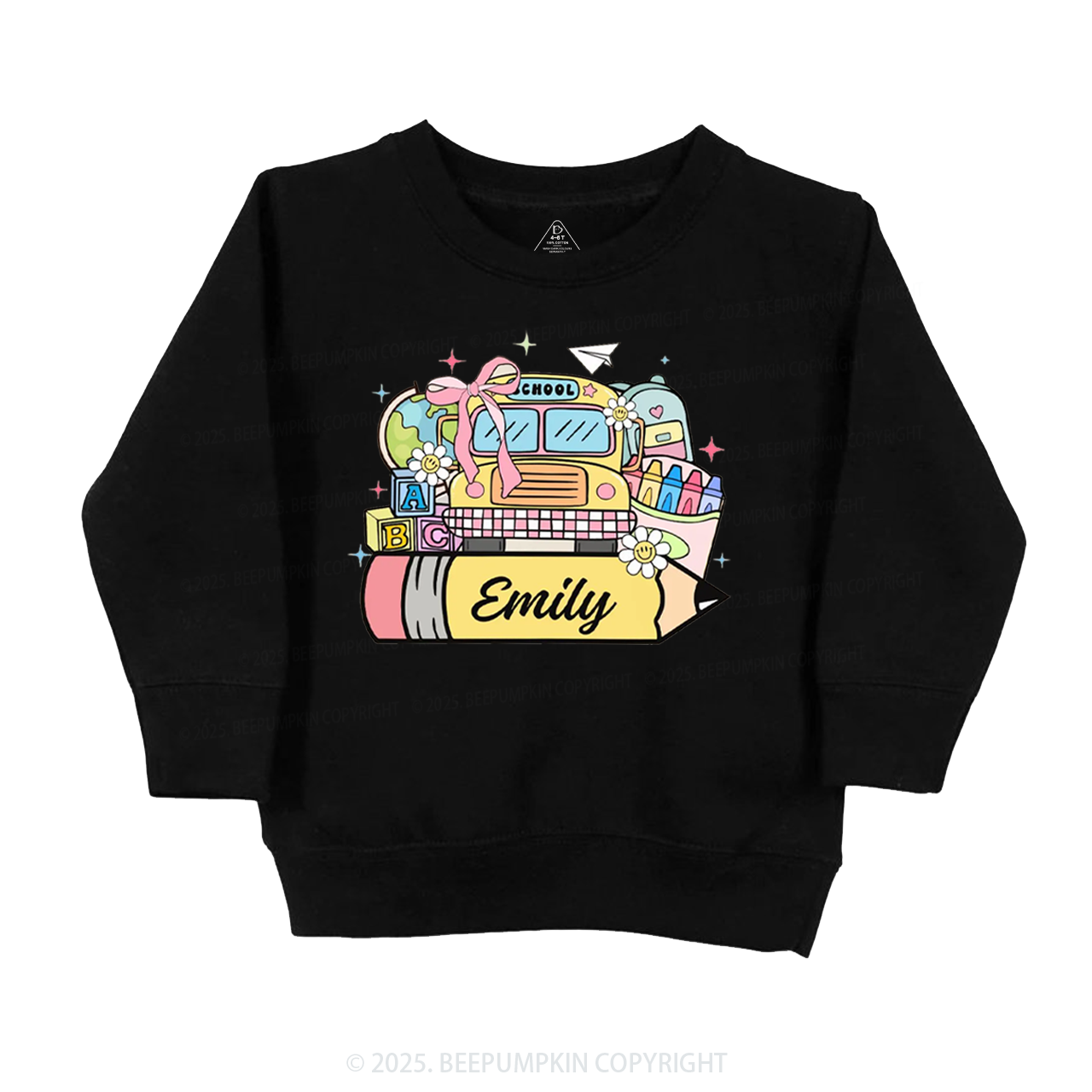Personalized Kid Name School Bus Kid's Sweatshirt