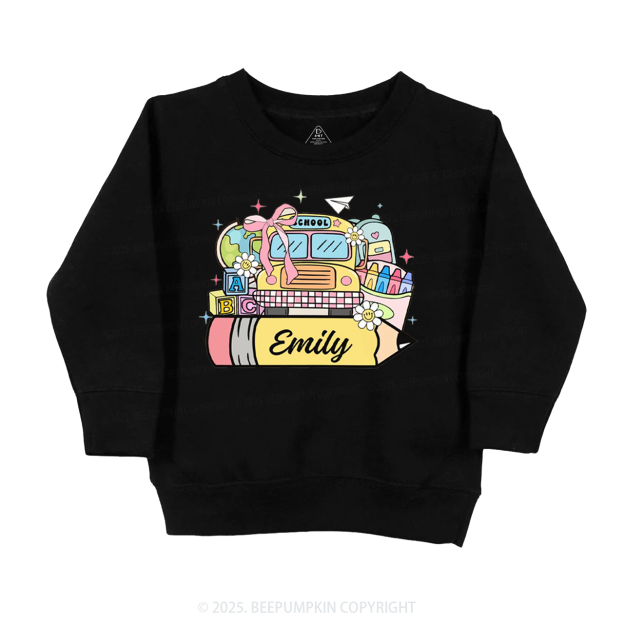 Personalized Kid Name School Bus Kid's Sweatshirt