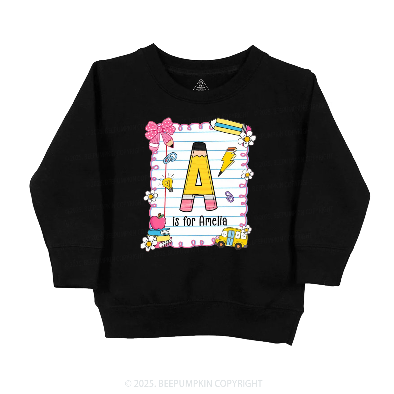 Personalized Alphabet Pencil Name Kid's Sweatshirt