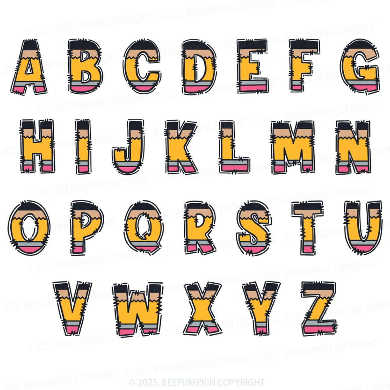 Personalized Pencil Letter Kid's Hoodies Beepumpkin