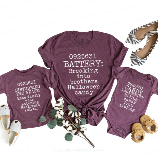Personalized Crime Halloween Family Matching Shirts