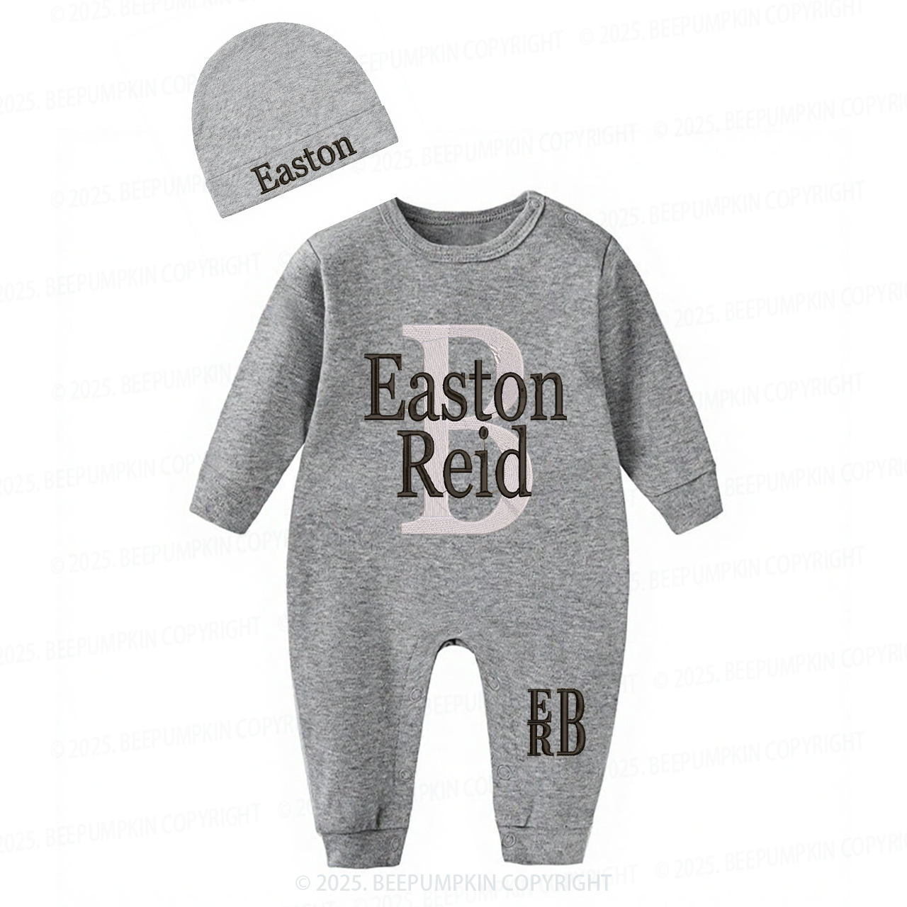 2 Pieces Personalized Baby Rompers Sets (Big Letters)
