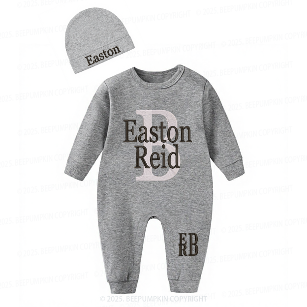 2 Pieces Personalized Baby Rompers Sets (Big Letters)