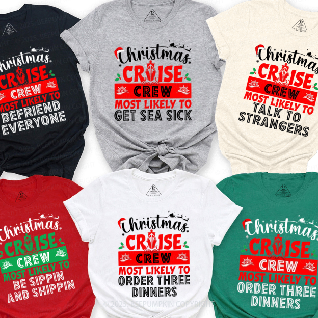 Personalized Christmas Cruise Crew Family Matching T-Shirts Beepumpkin