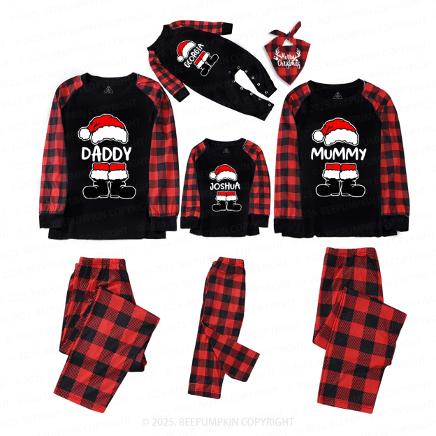 Personalized Santa Hat & Boots Family Christmas Family Matching Pajamas