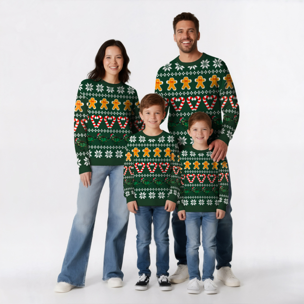 Green Christmas Family Matching Knit Sweatshirt
