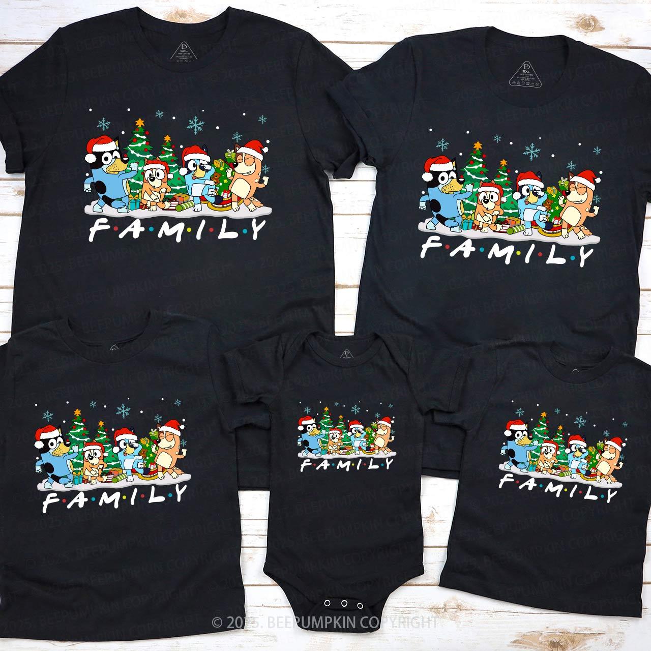 Snowflake Cartoon Dog Christmas Party Family Matching T-Shirts Beepumpkin