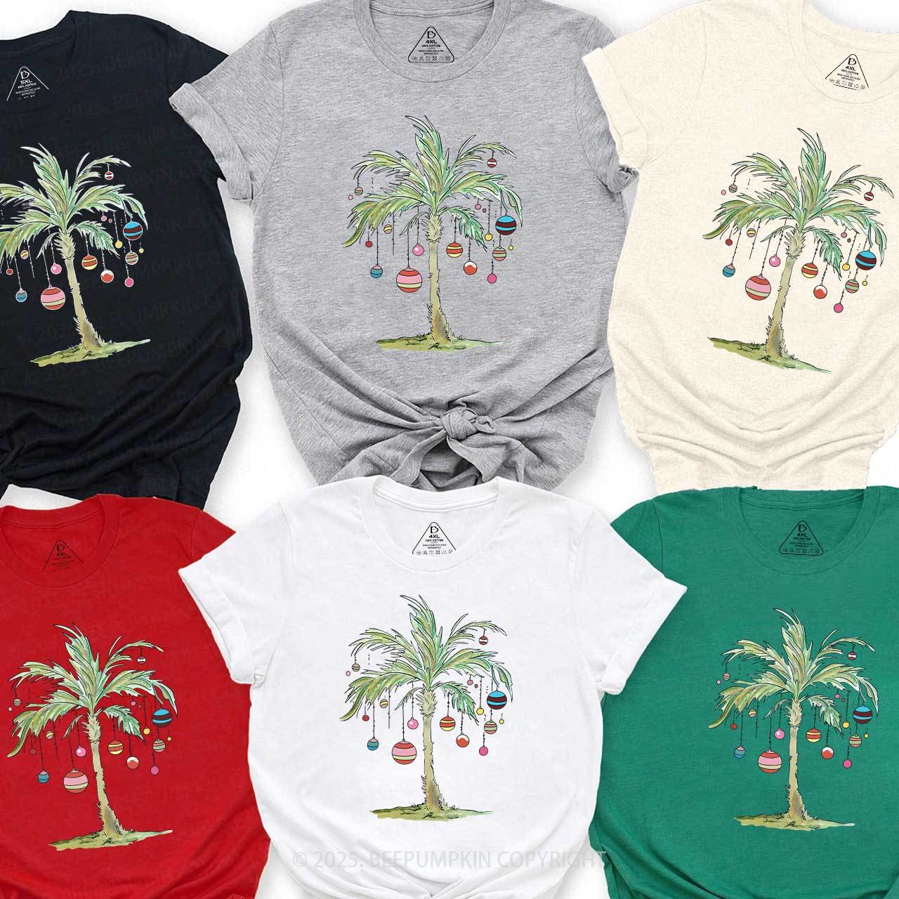 Palm Tree Holiday Tropical Christmas Family Matching T-Shirts