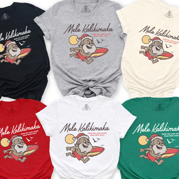Retro Mele Kalikimaka Family Matching T-Shirts Beepumpkin