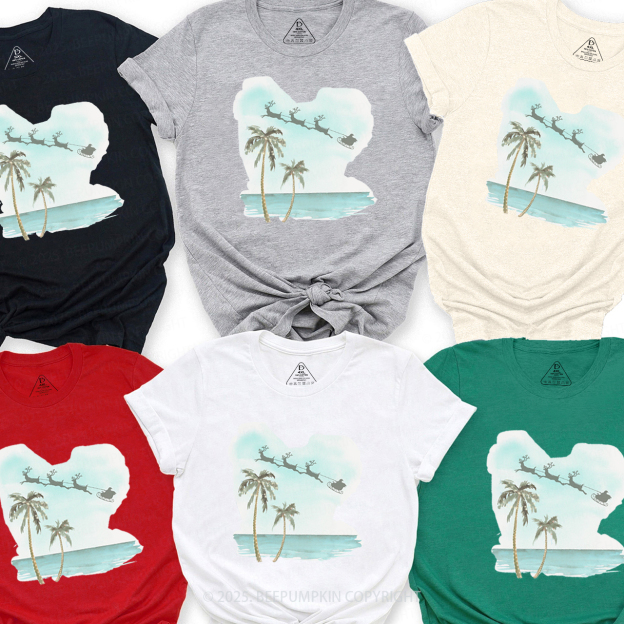 Christmas Palm Tree Family Matching T-Shirts Beepumpkin