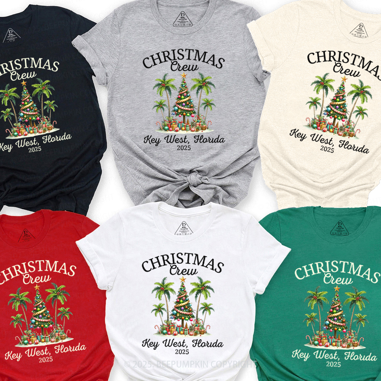 Personalized Tropical Christmas Group Family Matching T-Shirts Beepumpkin