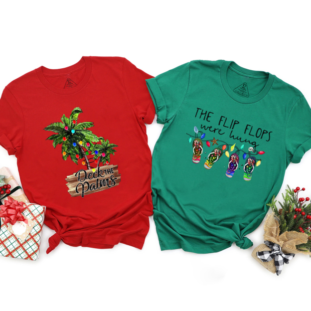 Personalized Christmas On Beach Family Matching T-Shirts Beepumpkin