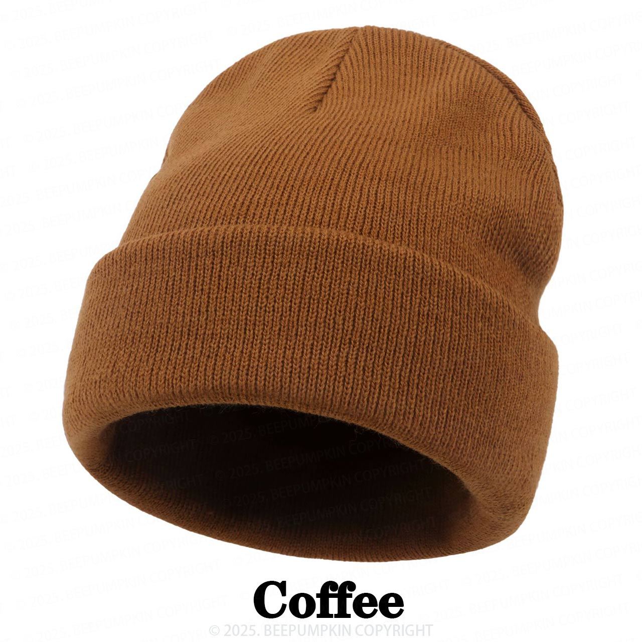 8 Colors Personalized Name Beanie Hat (Vegan Leather Patch)
