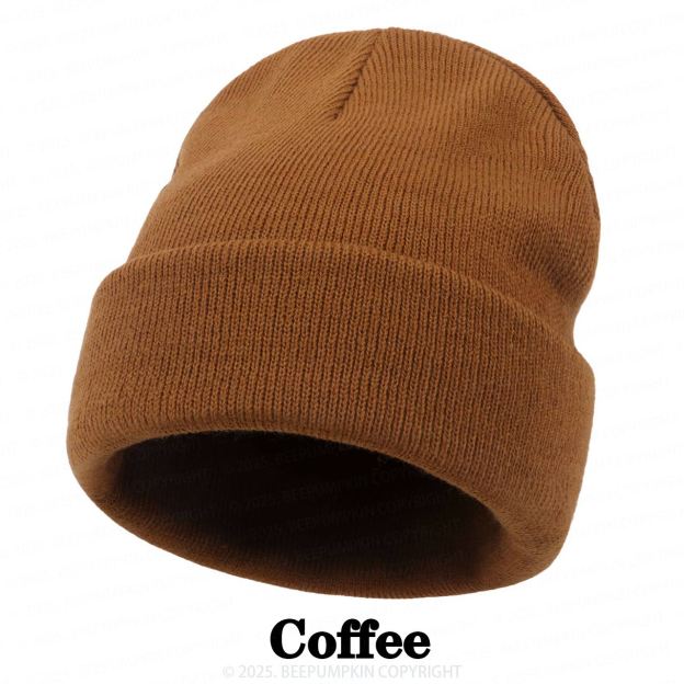 8 Colors Personalized Name Beanie Hat (Vegan Leather Patch)