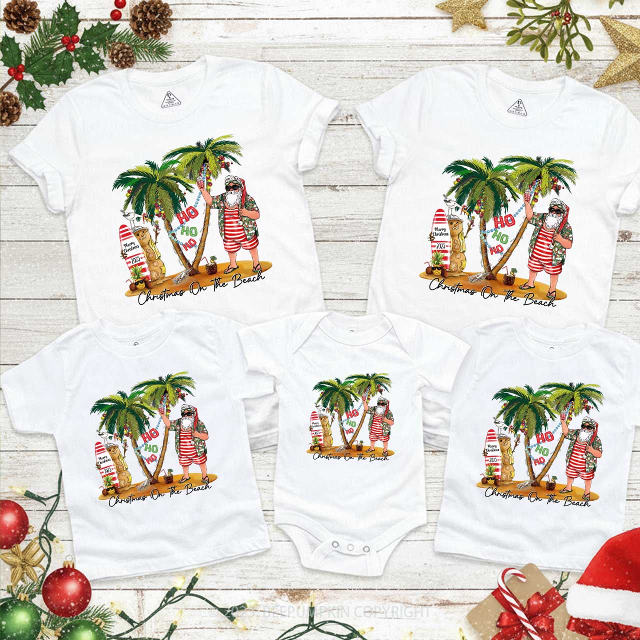 2025 Christmas Beach Family Matching T-Shirts Beepumpkin