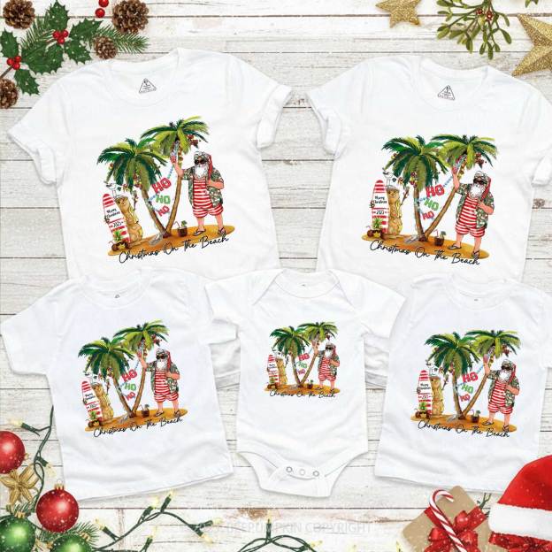 2025 Christmas Beach Family Matching T-Shirts Beepumpkin