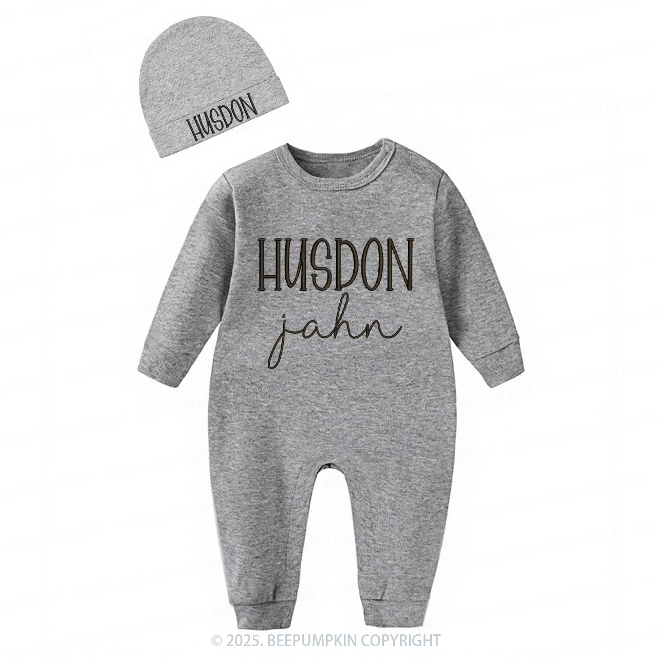 2 Pieces Personalized Baby Rompers Sets (Big Letters)