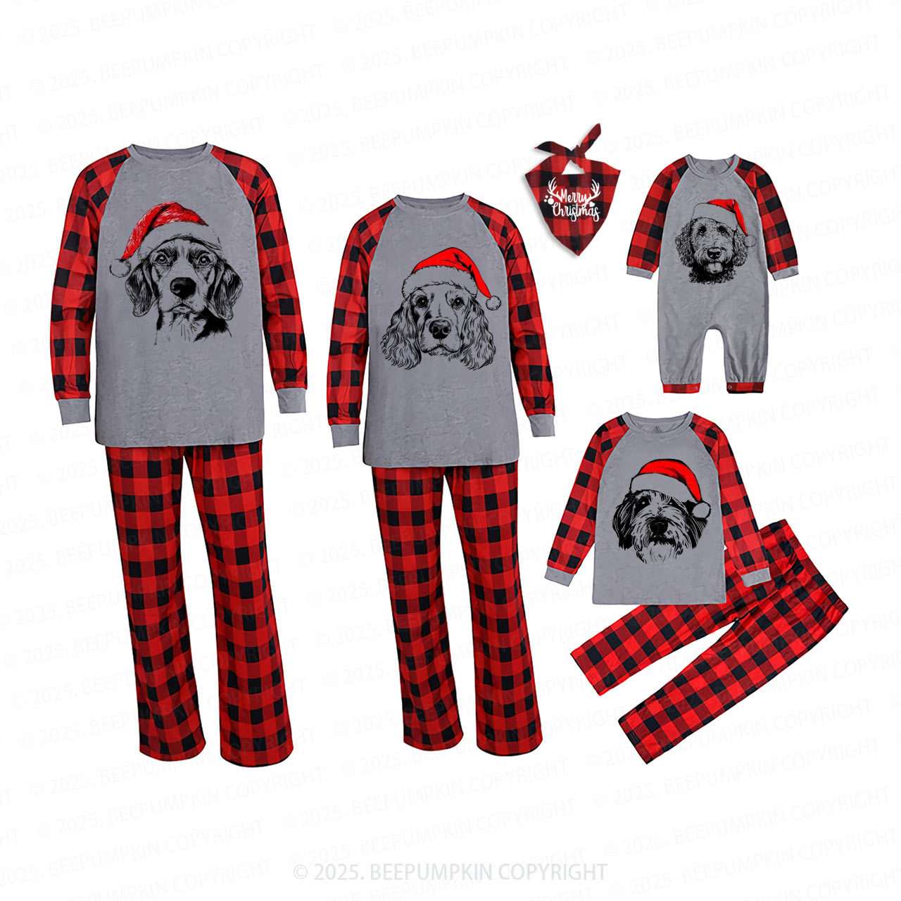 Personalized Santa Paws Dog Breed Family Matching Pajamas