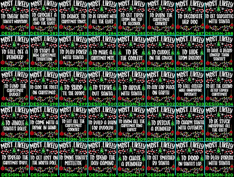 48 Quotes Most Likely To Christmas Family Matching Shirt