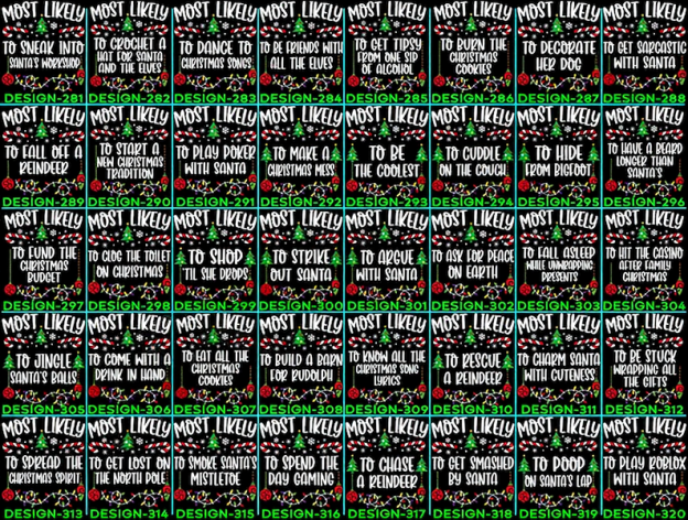 48 Quotes Most Likely To Christmas Family Matching Shirt